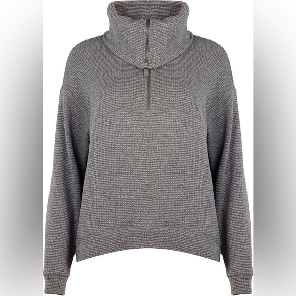 Sweaty Betty Restful Bouclé Half Zip Pullover charcoal marl size 10/Large - Picture 1 of 9
